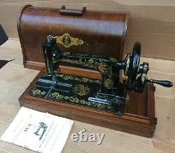 Antique Singer 48K Sewing Machine with Case and Ottoman Carnation Decals