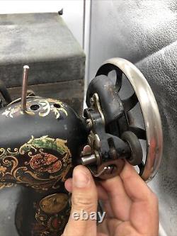 Antique Singer 66 Sewing Machine Red Eye Treadle Head Heavy Duty WORKS! READ