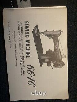 Antique Singer 66 sewing machine and desk, original Booklet Included 1954