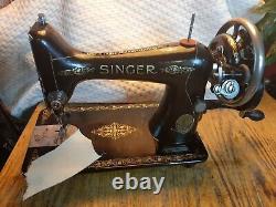 Antique Singer 99k Handcrank Leather Serviced Video Working F5267005