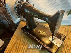 Antique Singer 99k Handcrank Leather Serviced Video Working F5267005