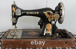 Antique Singer Black & Gold Tone Ornate Sewing Machine Serial No. AA147703