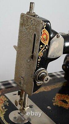 Antique Singer Black & Gold Tone Ornate Sewing Machine Serial No. AA147703