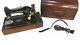 Antique Singer Electric Portable Sewing Machine With Wood Case With Crank Mint