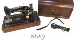 Antique Singer Electric Portable Sewing Machine with Wood Case With Crank Mint