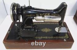 Antique Singer Electric Portable Sewing Machine with Wood Case With Crank Mint