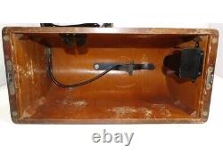 Antique Singer Electric Portable Sewing Machine with Wood Case With Crank Mint