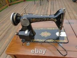 Antique Singer Electric Sewing Machine Model 66 Red Eye Made in 1910