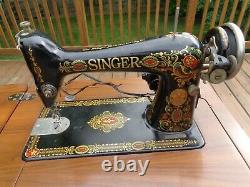 Antique Singer Electric Sewing Machine Model 66 Red Eye Made in 1910