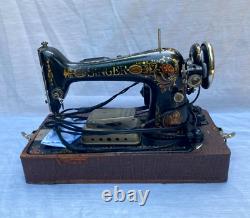 Antique Singer Electric Sewing Machine With Case / Pedal / Light Rare