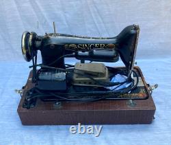 Antique Singer Electric Sewing Machine With Case / Pedal / Light Rare