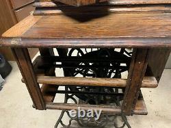 Antique Singer Manufacturing Co. Sewing Cabinet and Iron Treadle Base 1900's