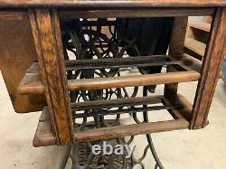 Antique Singer Manufacturing Co. Sewing Cabinet and Iron Treadle Base 1900's
