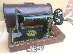 Antique Singer Model 66-1 Lotus decals back clamp Hand crank Sewing machine