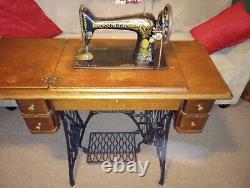 Antique Singer Model 66-1 Red Eye Treadle Sewing Machine Made In 1911