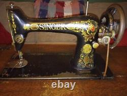 Antique Singer Model 66-1 Red Eye Treadle Sewing Machine Made In 1911