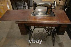 Antique Singer Model 66 REDEYE Sewing Machine & 6 Drawer Treadle Cabinet