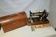 Antique Singer Model No. 28 Hand Crank Sewing Machine With Wooden Case Box