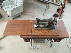 Antique Singer No. 66 Sewing Machine And Treadle Table With original manual