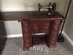 Antique Singer Parlor Sewing Machine & Cabinet with Parts 28K Model #13658115
