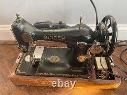 Antique Singer Portable Sewing Machine Model 128 JC683825 1930's-50's TESTED