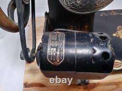 Antique Singer RED EYE Model 66 Electric Sewing Machine With Belt-Driven Motor