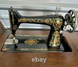 Antique Singer Red Eye No 66 Treadle Sewing Machine in Original Cabinet Vintage