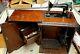 Antique Singer Sewing Machine 1900s Oak Cabinet Treadle Powered Working Ab124160