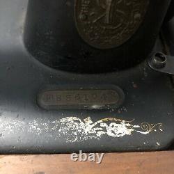 Antique Singer Sewing Machine 1918 New Jersey Bentwood Case & Knee Bar F8361042