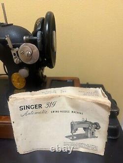 Antique Singer Sewing Machine 1920's with Bentwood Case