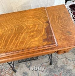 Antique Singer Sewing Machine 1921 No 15 In Cabinet with Part 121021 WORKS