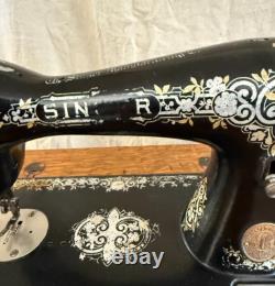 Antique Singer Sewing Machine 1921 No 15 In Cabinet with Part 121021 WORKS