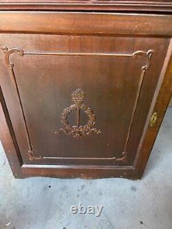 Antique Singer Sewing Machine 1921 Oak Cabinet Treadle Works