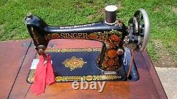 Antique Singer Sewing Machine 1923 Oak Cabinet Treadle Powered