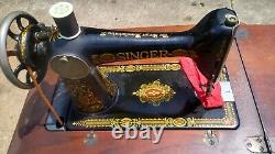 Antique Singer Sewing Machine 1923 Oak Cabinet Treadle Powered