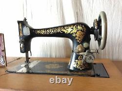 Antique Singer Sewing Machine #27, Arts & Crafts Treadle Table with Puzzle Box