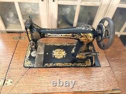 Antique Singer Sewing Machine (BLK) No. 27 & 28 in Cabinet Excellent Condition