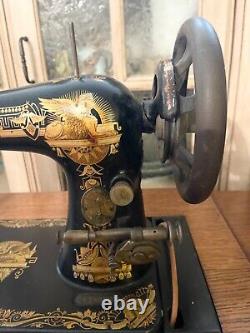 Antique Singer Sewing Machine (BLK) No. 27 & 28 in Cabinet Excellent Condition