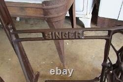 Antique Singer Sewing Machine Base Cast Iron Pressed Metal Sides #1551