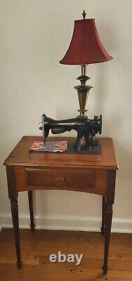 Antique Singer Sewing Machine Electric & Cabinet Table