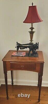 Antique Singer Sewing Machine Electric & Cabinet Table