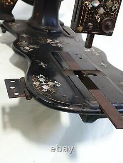Antique Singer Sewing Machine, Fiddle Base, Inlay 1872 For Parts Or Restoration