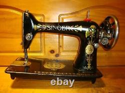 Antique Singer Sewing Machine Head Model 66 Lotus, Serviced