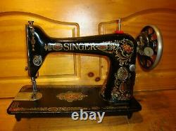 Antique Singer Sewing Machine Head Model 66 Red Eye, Serviced