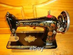 Antique Singer Sewing Machine Head Model 66 Red Eye, Serviced