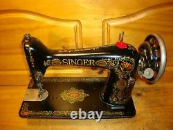 Antique Singer Sewing Machine Head Model 66 Red Eye, Serviced