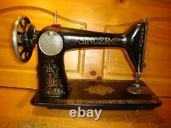 Antique Singer Sewing Machine Head Model 66 Red Eye, Serviced