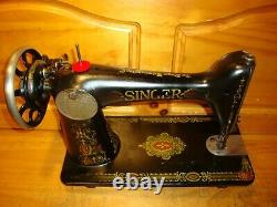 Antique Singer Sewing Machine Head Model 66 Red Eye, Serviced