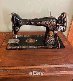 Antique Singer Sewing Machine In Cabinet