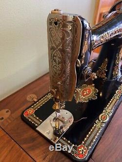 Antique Singer Sewing Machine In Cabinet